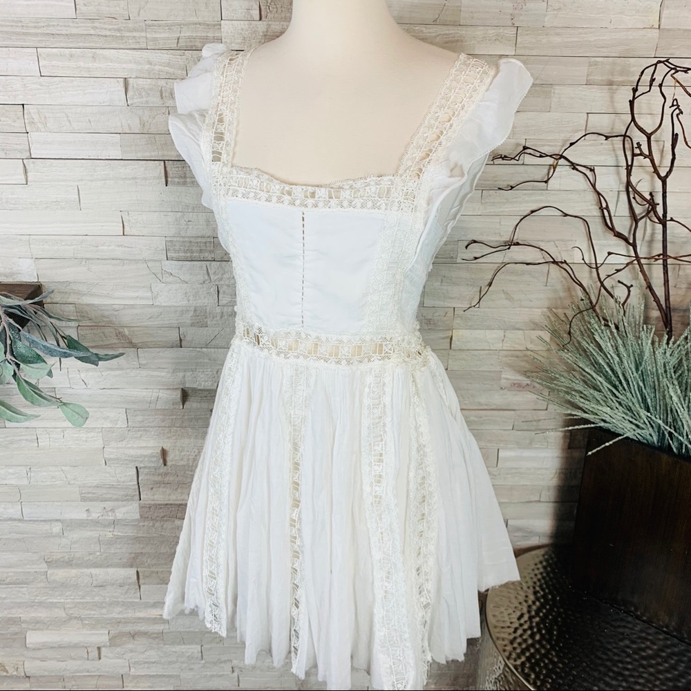 Free People NWT Ivory Verona Lace Cut Out Dress - Picture 12 of 14